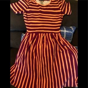 Dark Rust Red and Peach/orange Dress